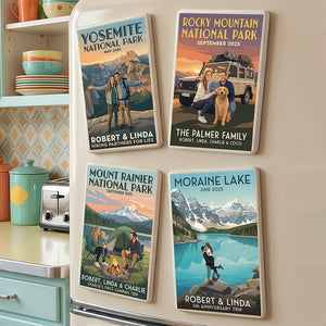 Memorable Trips Retro Fridge Magnet, Custom Photo Gifts For Camper, Hiker, Trekkers, Outdoor Enthusiasts 03qhdt241225-Homacus
