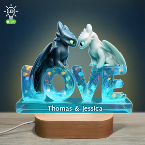 Dragon Couple Led light With Oval Base - Personalized Gifts For Couple 02TGPU080525