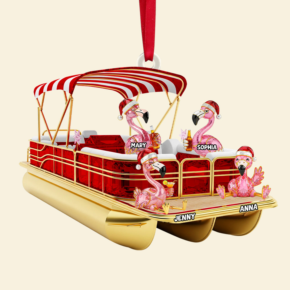 Flamingo Pontoon Christmas Acrylic Ornament Personalized Gifts For Family 02ohtn180825-Homacus
