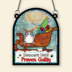 Personalized Gifts For Cat Lover Suncatcher Ornament 041hutn190724 Naughty Cat Christmas-Homacus