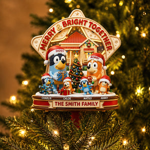 Merry & Bright Together Christmas Tree Topper - Personalized Gifts For Family 03todt170826