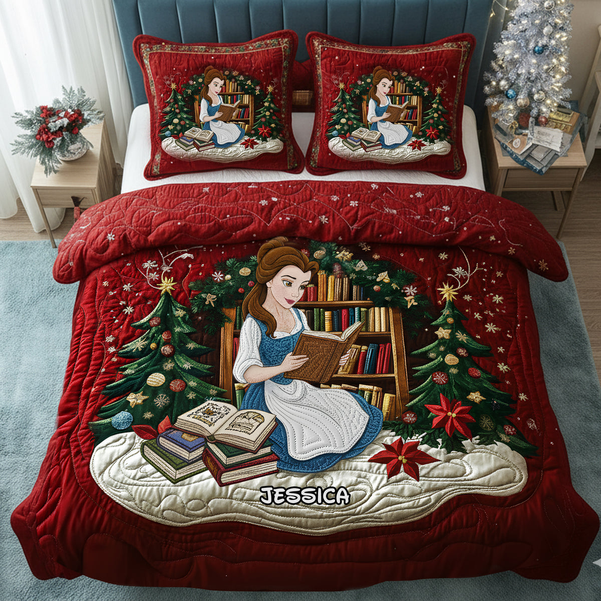 Holiday Reading Nook Quilt Set Special Line - Personalized Christmas Gift For Book Lovers 04NALU080925-Homacus