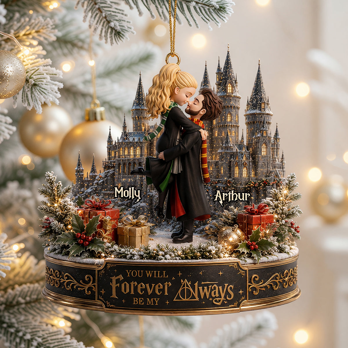 Kissing Fantasy School Couple Ornament - Personalized Gift For Couple Christmas Ornament 01NADT140826