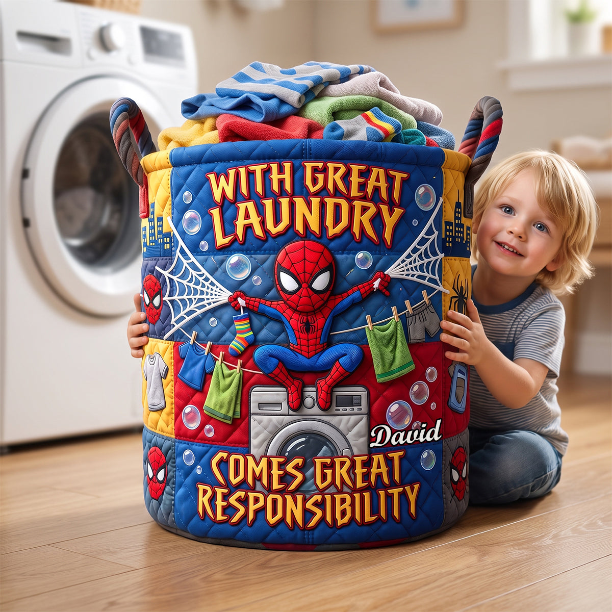 Laundry Time - Personalized Gifts Quilted Laundry Basket 07TYDH090726-Homacus