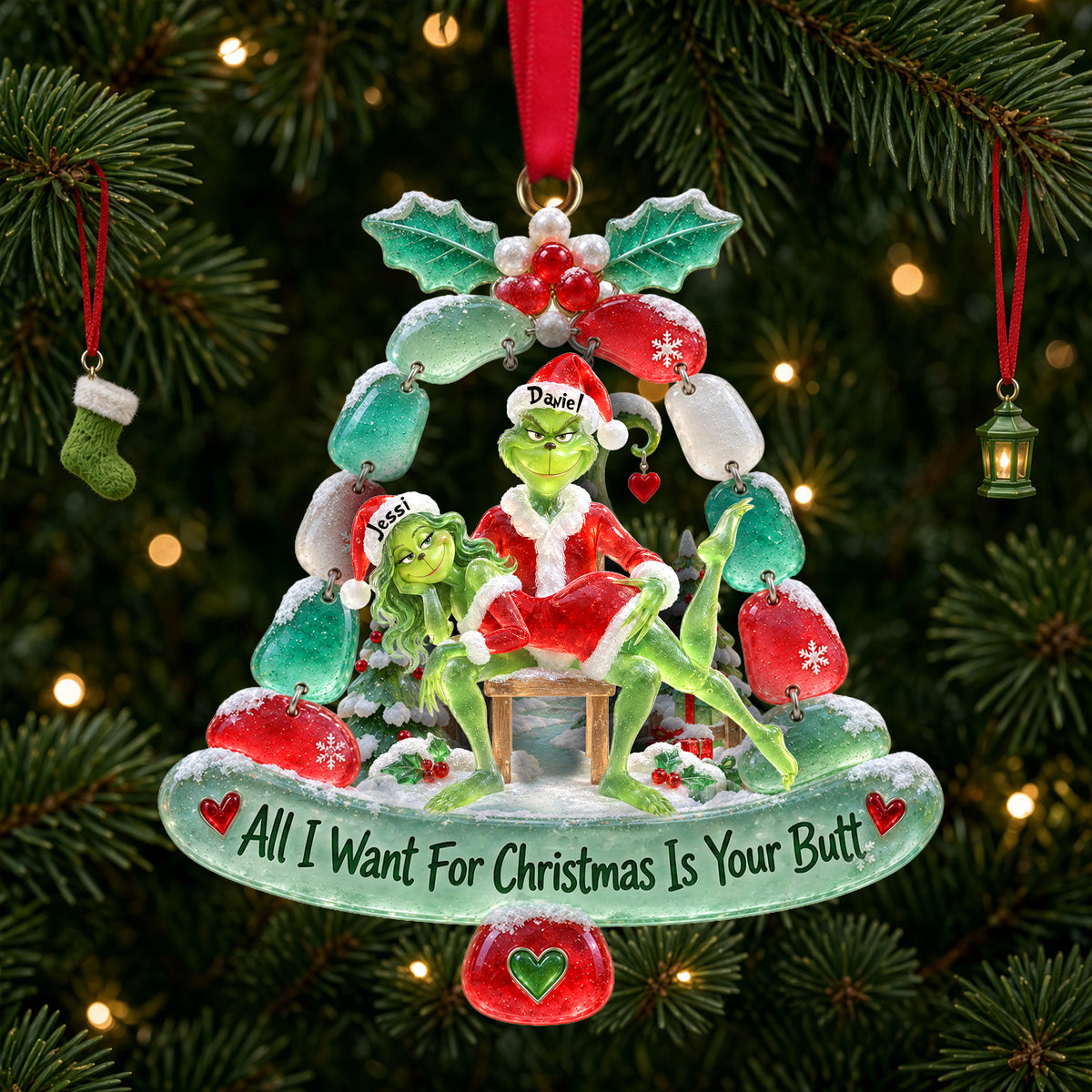 Cheeky Mistletoe Couple Acrylic Ornament - Personalized Christmas Gifts For Couple 04ohlu150926