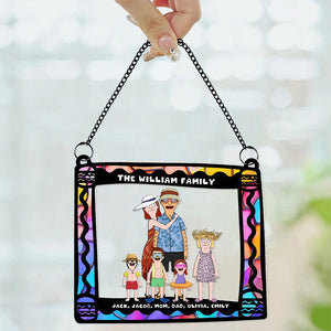 Personalized Gifts For Family Window Hanging Suncatcher Ornament Cartoon Family 01ACDT110225HG-Homacus