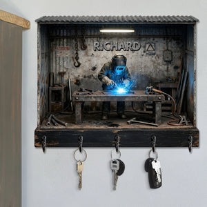 Welder Garage Wood Key Hanger – Personalized Gifts For Welder 02toqn191225-Homacus