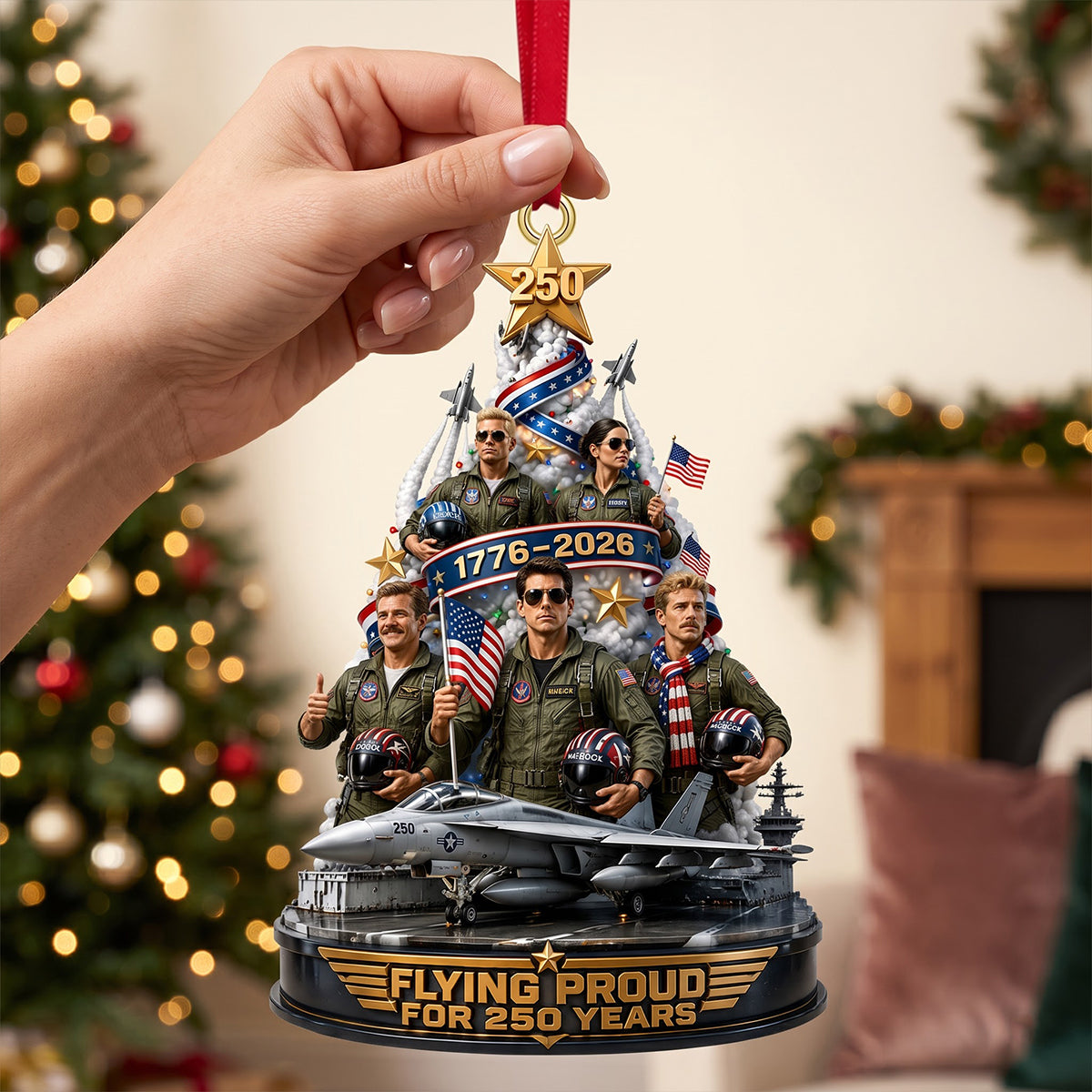 Flying Proud For 250 Years Acrylic Ornament - Personalized Christmas Gift 03tytn240826