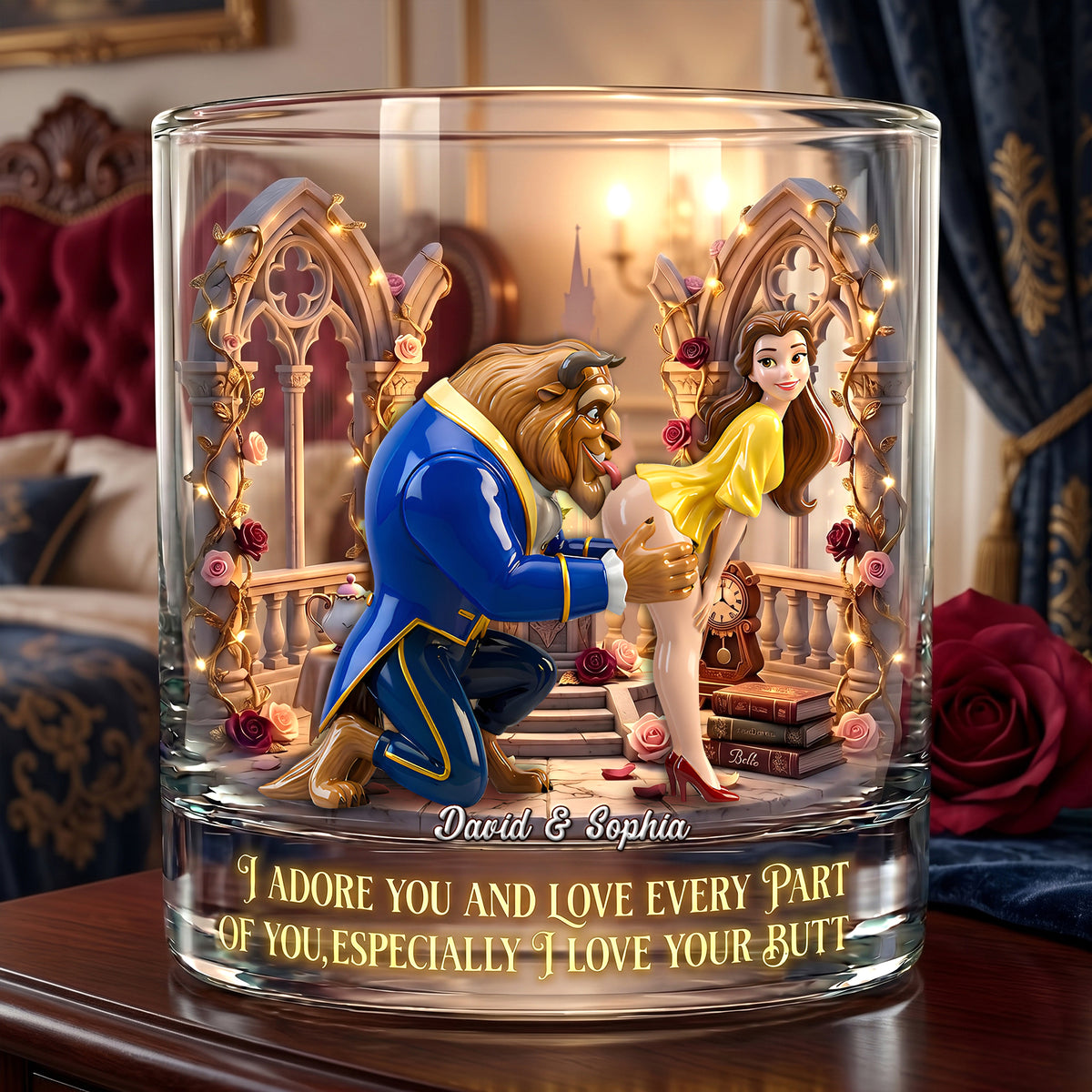 Naughty Couple 11oz Round Glass - Personalized Gifts For Couple Glass 05OHLU010626-Homacus
