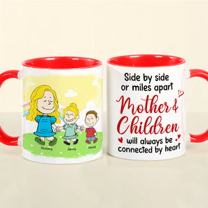 Personalized Gifts For Mom Coffee Mug 02xqtn210125hh Side By Side Or Mile Apart Mom & Children Will Always Be Connected By Heart-Homacus