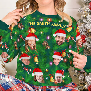 Custom Photo Gift For Family, Christmas Light Bulbs Ugly Sweater 05ACQN031024-Homacus