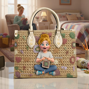 Crochet Girl Leather Bag - Personalized Gifts For Crochet Lovers 07nalu171225-Homacus
