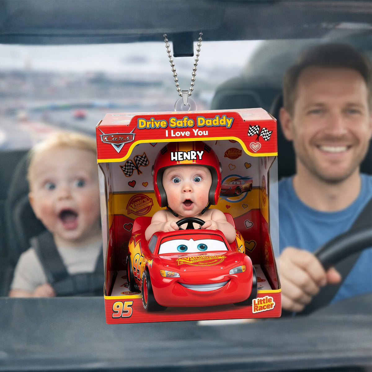 Drive Safe Daddy Car Ornament - Custom Photo Gifts For Dads 02nalu040526-Homacus