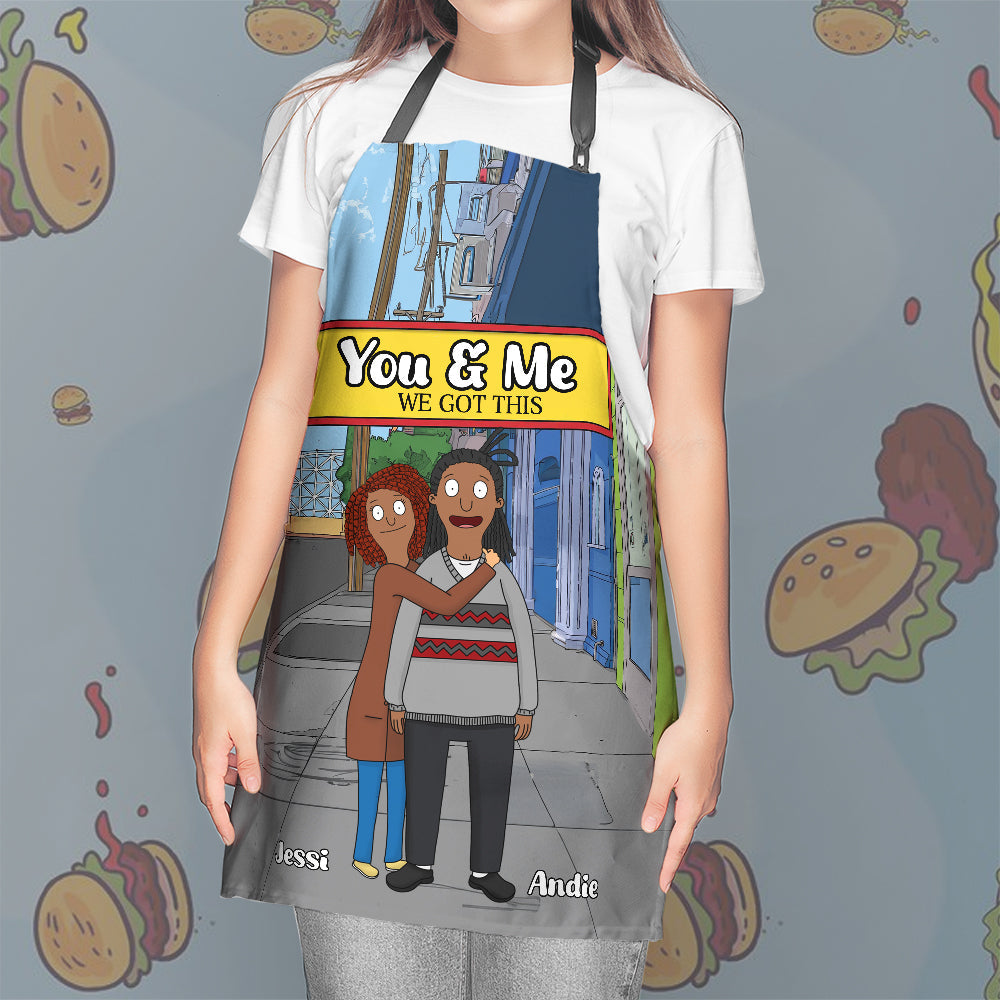 Personalized Gifts For Couple Apron Cartoon Lover 05XQLU251224HG-Homacus