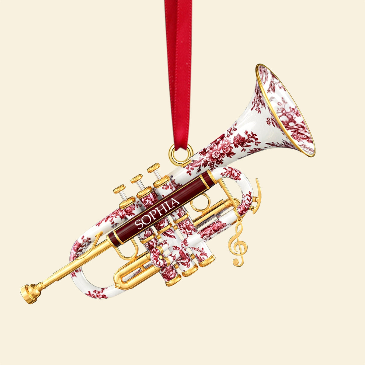 Personalized Gifts - Trumpet Toile de Jouy Christmas Ornament 02pgtn231025-Homacus