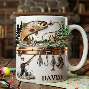 Hooked on Fishing White Coffee Mug - Personalized Gift For Fishing Lovers 02PALU201225-Homacus