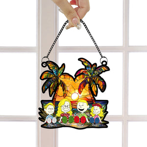 Personalized Gifts For Family Window Hanging Suncatcher Ornament Happy Family On The Beach 04KALU090125PA-Homacus