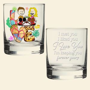 Personalized Gifts For Couple Round Whiskey Glass Summer Vacation 04XQQN150125PA-Homacus