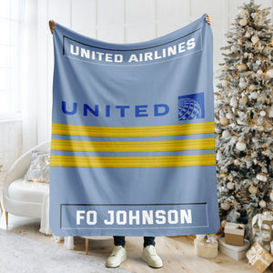 Personalized Gift For Pilot Blanket, Custom Rank & Airline Logo Blanket 01qhqn091124-Homacus