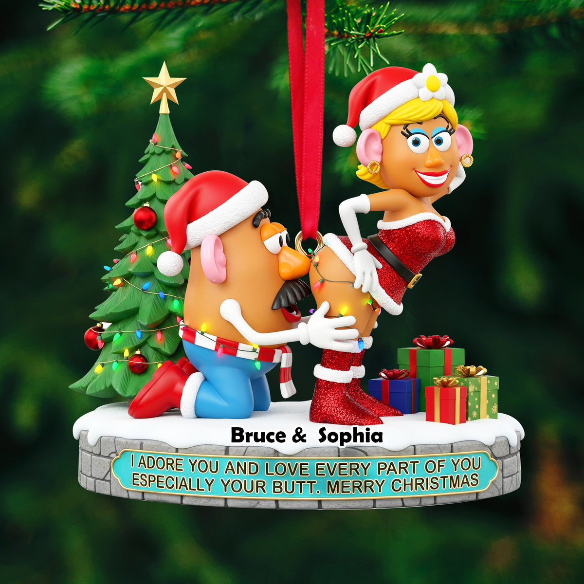 Playful Animated Ornament - Personalized Gifts For Couple 07ohlu150925-Homacus