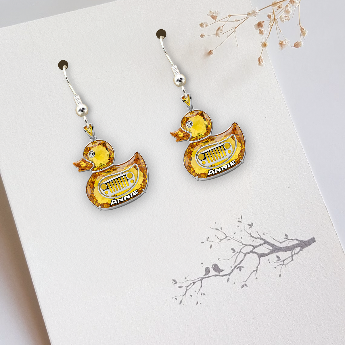 Fun Duck Earrings - Personalized Gifts For Off-road Girl 05QHLU120725-Homacus
