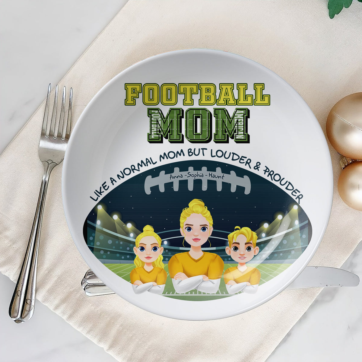 Personalized Gift For Football Mom Ceramic Round Plate Mother's Day 02XQLU200325HG-Homacus