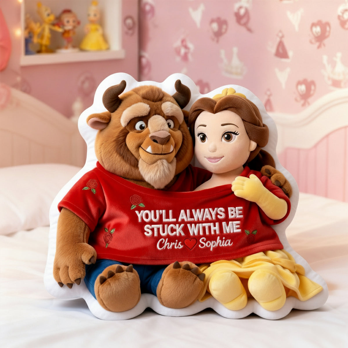 Fairy Tale Couple In Cute Shirt Shaped Pillow, Personalized Gifts For Couple 03QHLU111225-Homacus