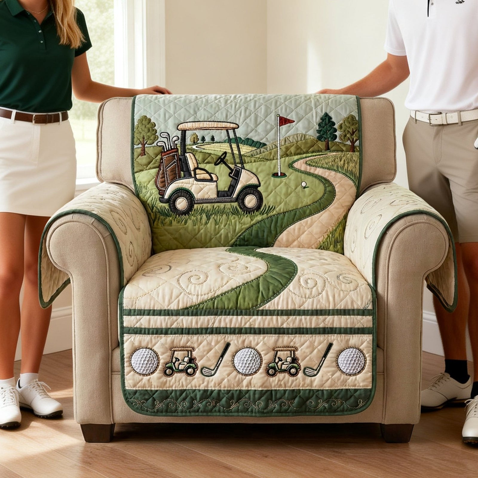 Golf Course Quilted Sofa Cover - Personalized Gifts For Golfers 06NALU300126-Homacus
