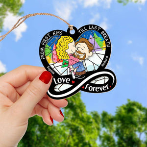 Personalized Gifts For Couple Suncatcher Ornament, Cartoon Couple Hugging 05xqqn170724hhhg-Homacus