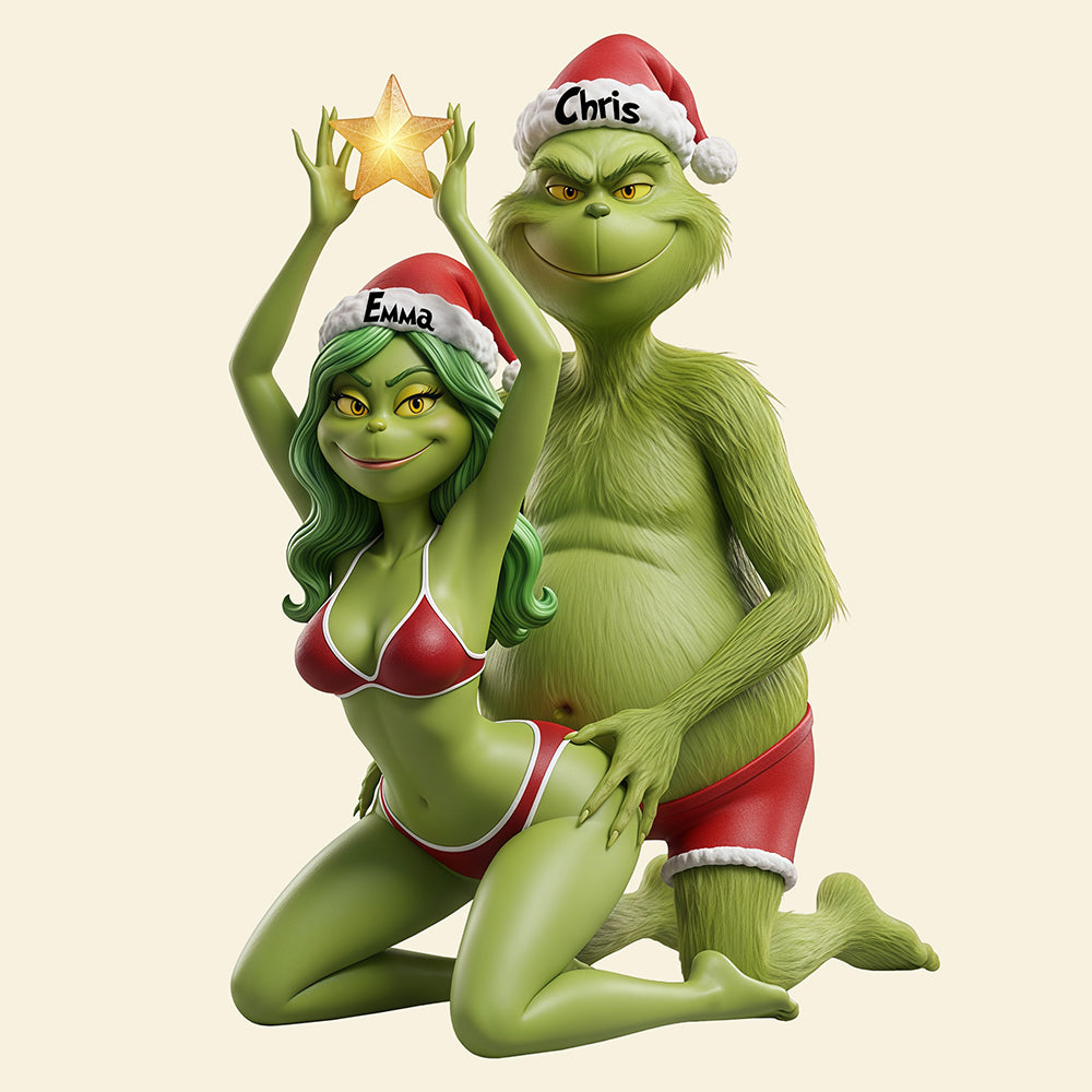 Naughty Couple Acrylic Christmas Tree Topper - Personalized Gifts For Couple 04ohta171125-Homacus
