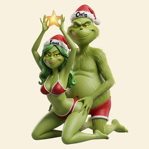 Naughty Couple Acrylic Christmas Tree Topper - Personalized Gifts For Couple 04ohta171125-Homacus
