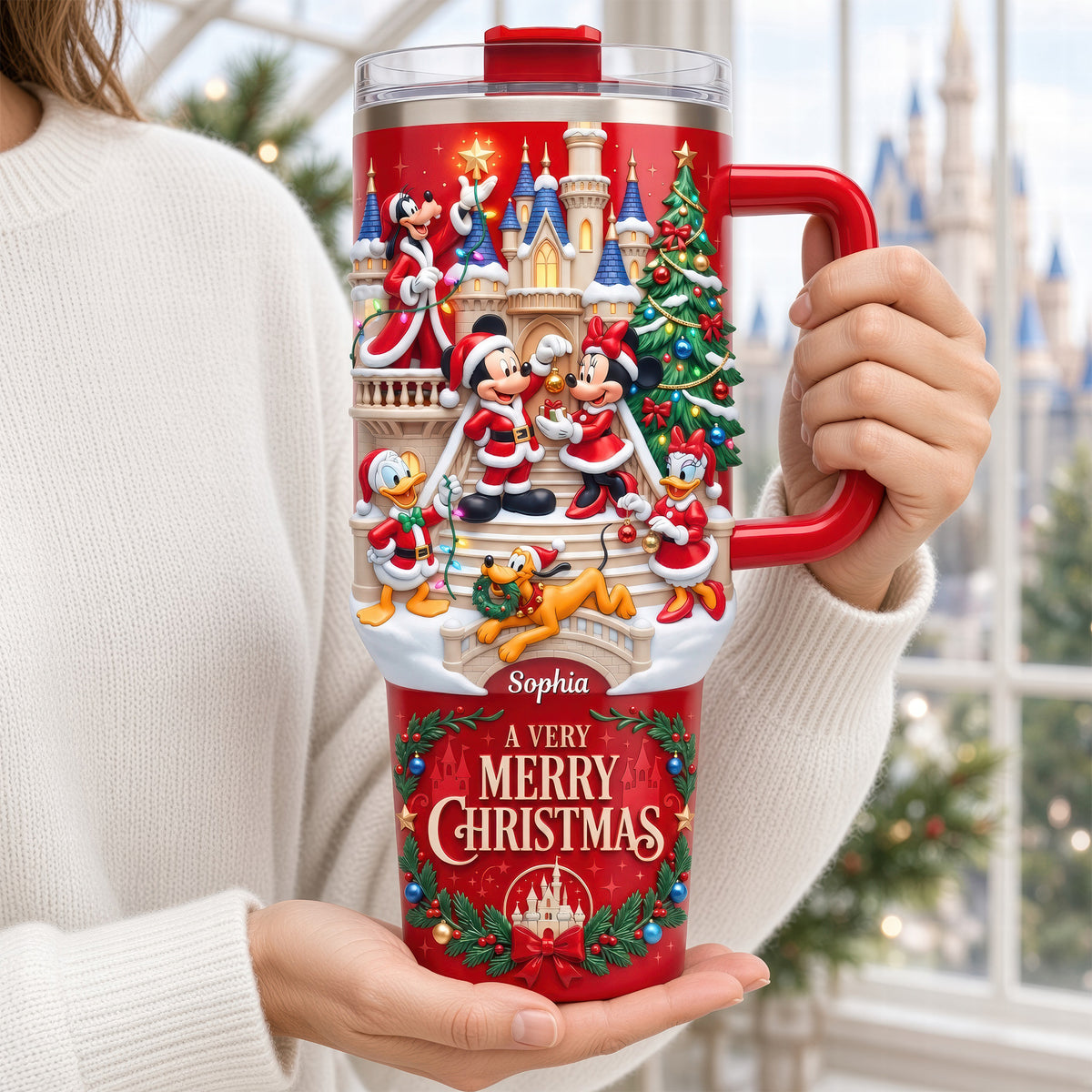 Very Merry Christmas 40oz Tumbler With Handle - Personalized Gifts For Christmas Tumbler 08TYQN061026-Homacus