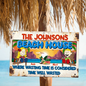 Personalized Gifts For Couples Metal Sign Sitting Couple At Beach House 04XQLU140125PA-Homacus