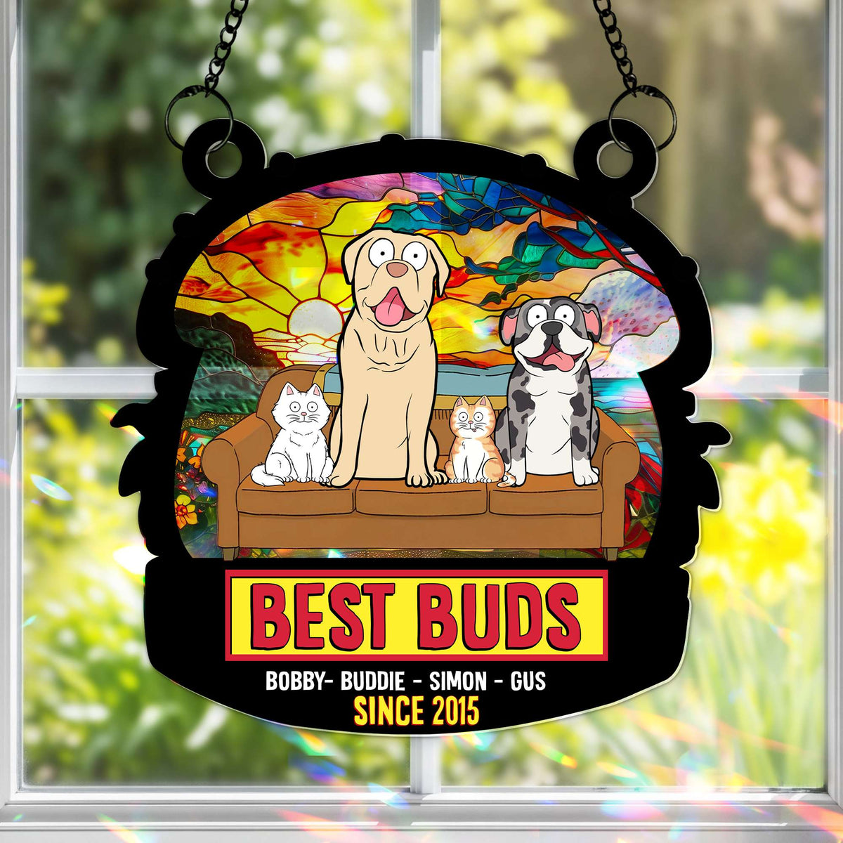 Best Buds Suncatcher Ornament – Personalized Christmas Gift For Pet Lovers 02OHLU250725-Homacus