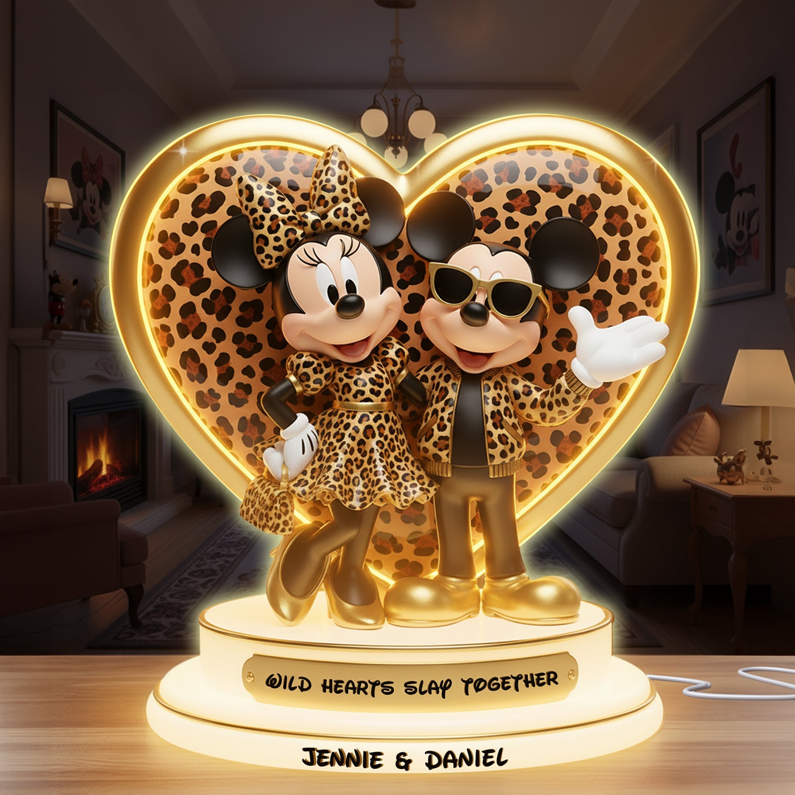 Leopard Wild Hearts Light Box - Personalized Gift For Couples 05PGLU281125-Homacus