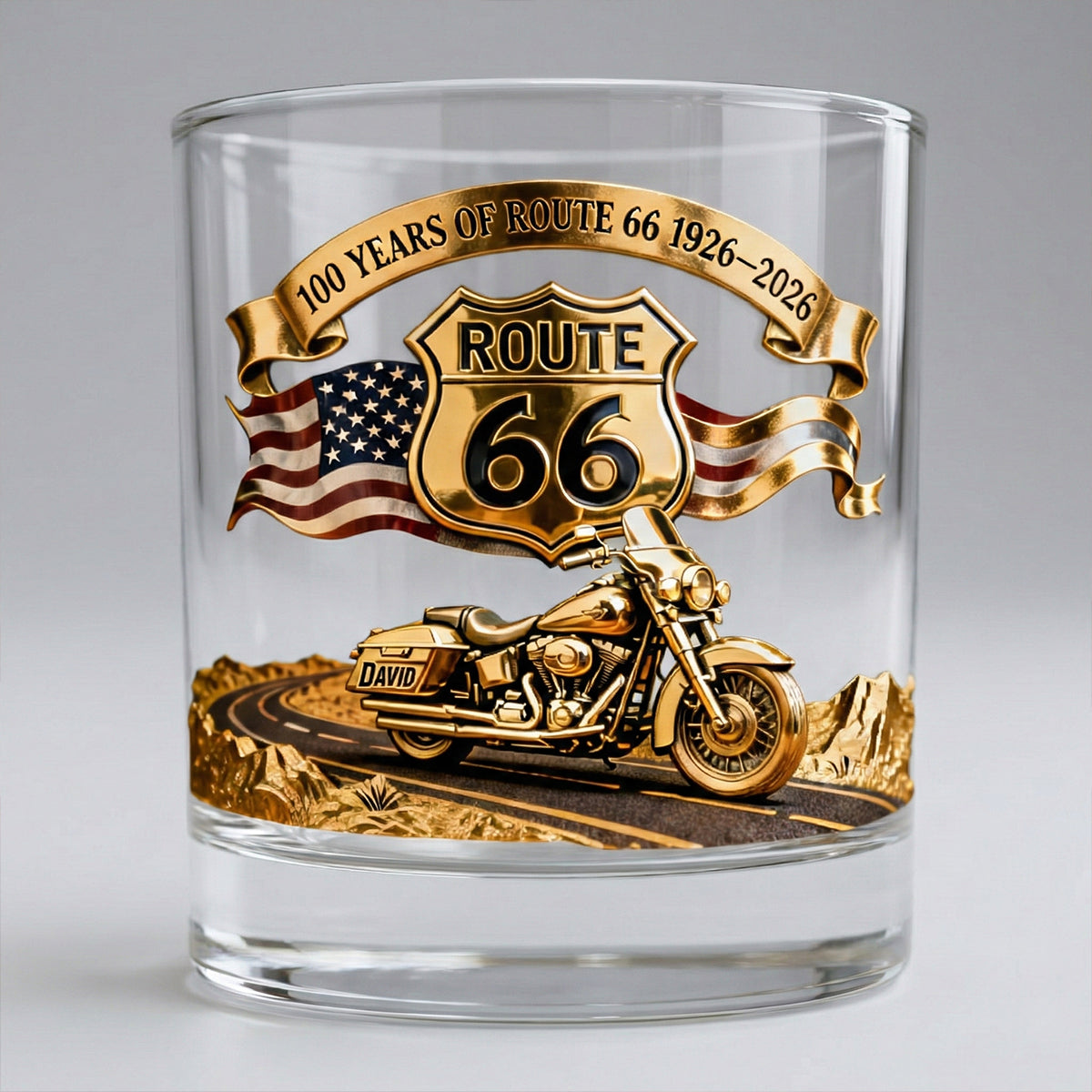 100 Years Of Route Personalized Gifts For Bikers 11oz Round Glass 03natn040226-Homacus