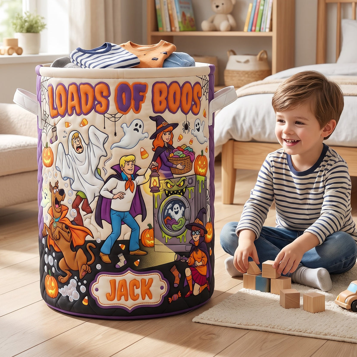 Loads Of Boos Quilted Laundry Basket - Personalized Gifts For Halloween 05haqn100826-Homacus