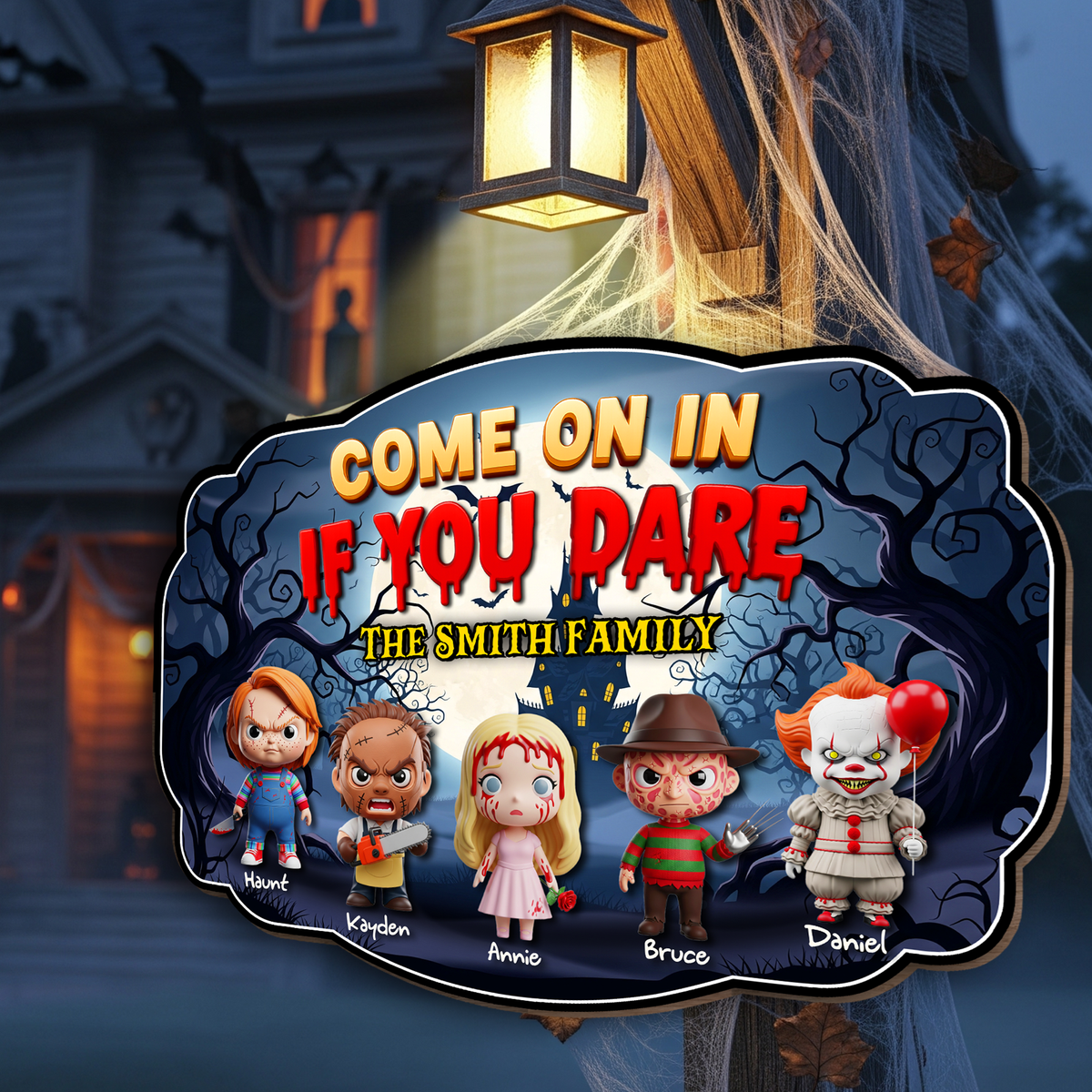 Haunted Family Wood Sign - Personalized Gifts For Family 01PGLU130825-Homacus