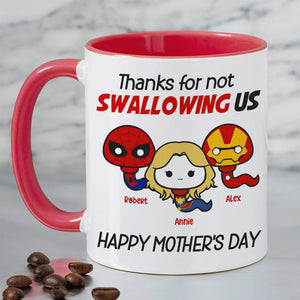 Thank Super Mom For Not Swallowing Us - Personalized Tumbler Cup - Mother's Gift-Homacus