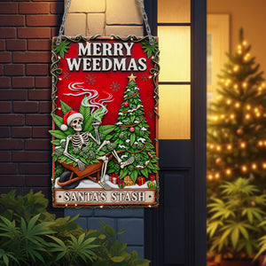 Merry Weedmas Metal Sign - Personalized Gifts For Smokers 06TOLU150825-Homacus