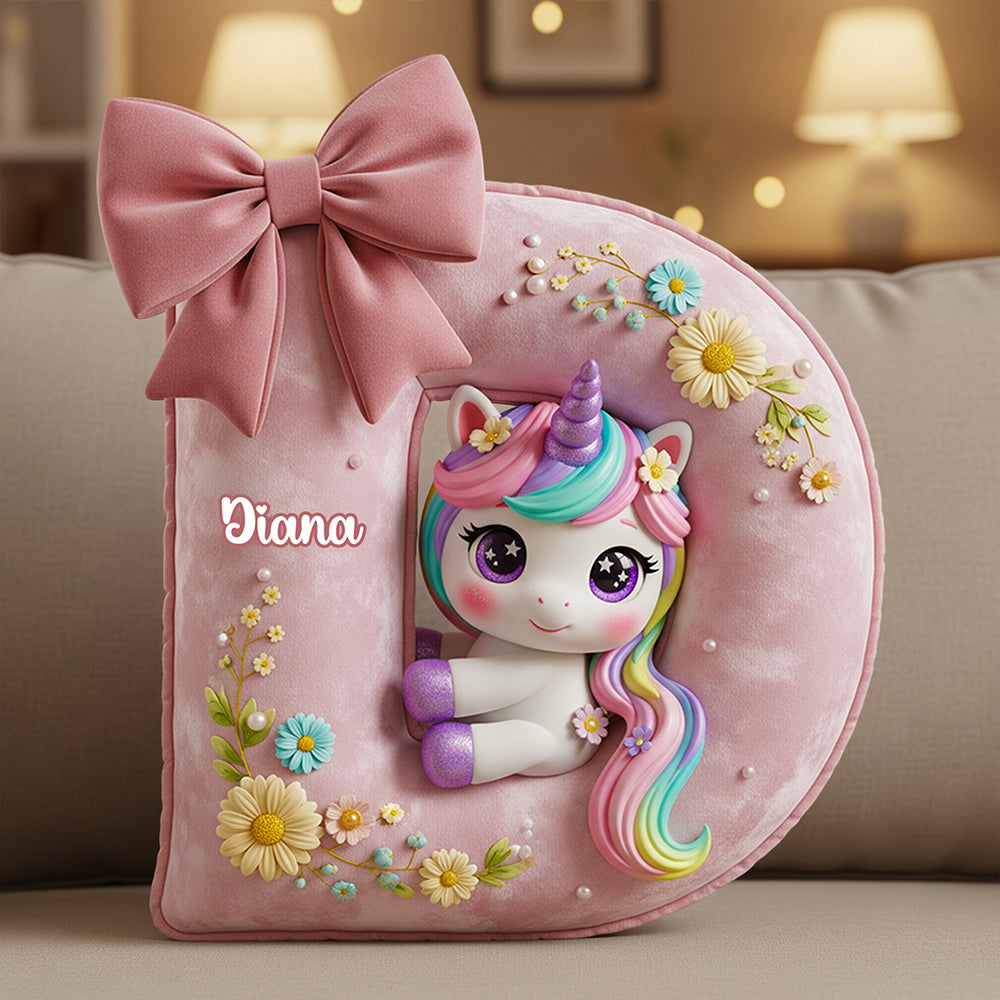 Unicorn Custom Shape Pillow Personalized Gifts For Kid 05PGDT171125-Homacus