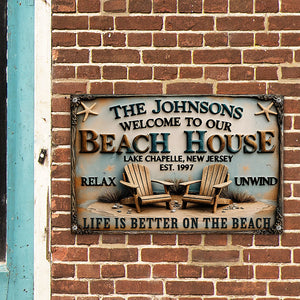 Beach House Entrance Metal Sign - Personalized Gifts For Family At Beach 01qhqn070725-Homacus
