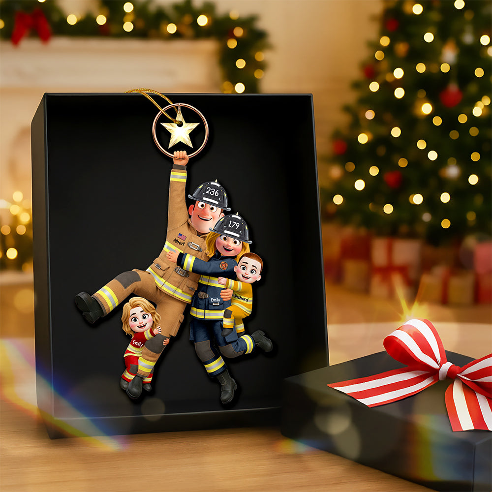 Fun Hanging Firefighter Family Ornament, Personalized Gifts For Family 04qhqn061025-Homacus
