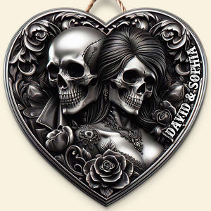 Personalized Gifts For Couple Metal Sign Skull Couple 01OHDT171224-Homacus