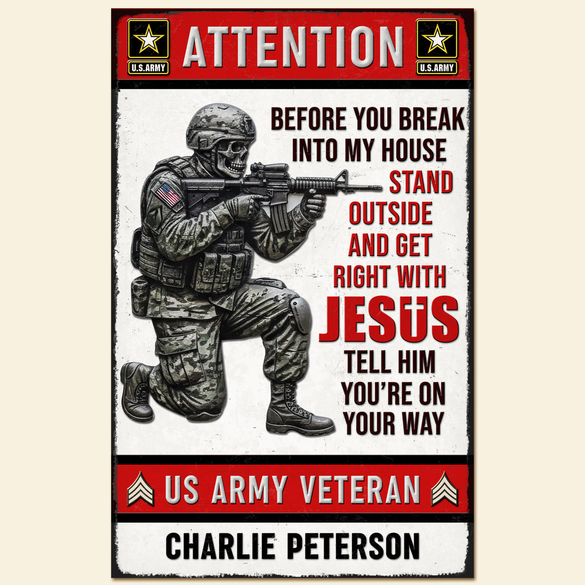 Veteran Home Warning Metal Sign – Personalized Gifts For Veteran 01kiqn231225-Homacus