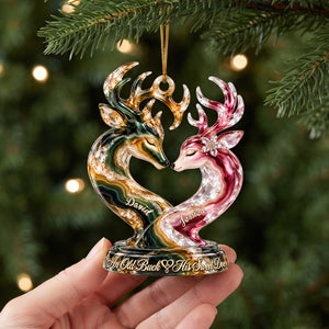 Old Buck And his Sweet Doe Marble Effect Ornament, Personalized Gifts For Couple 06QHLU141026-Homacus