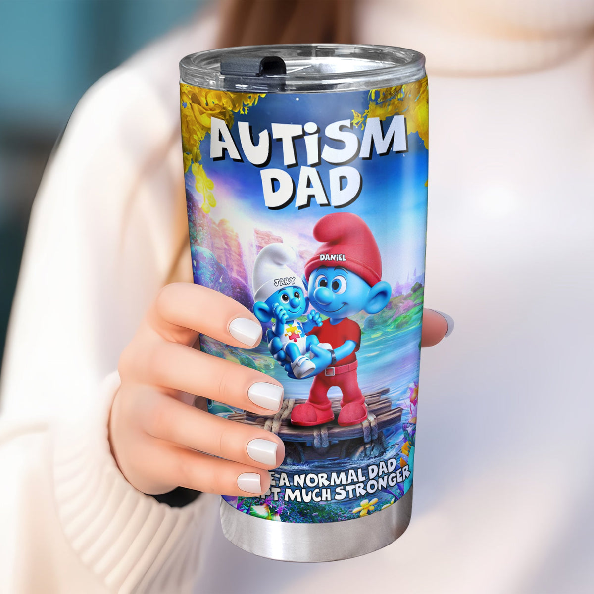 Personalized Gifts For Autism Dad Tumbler, Blue Character 021TGLU210225-Homacus