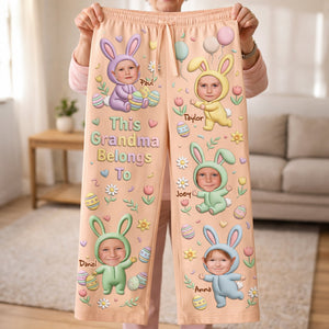 Cute Bunny Grandkids Pajama Pants - Custom Photo Gifts For Grandma 04nalu100326-Homacus