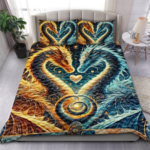 Personalized Gifts For Dragon Couple Lovers Quilt Bedding Set Special Line-Homacus