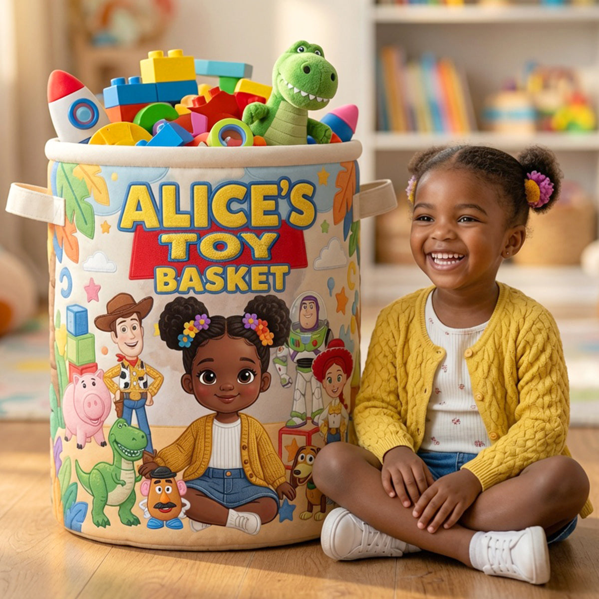 Lovely Characters Quilted Laundry Basket - Custom Photo Gifts 04natn090726-Homacus